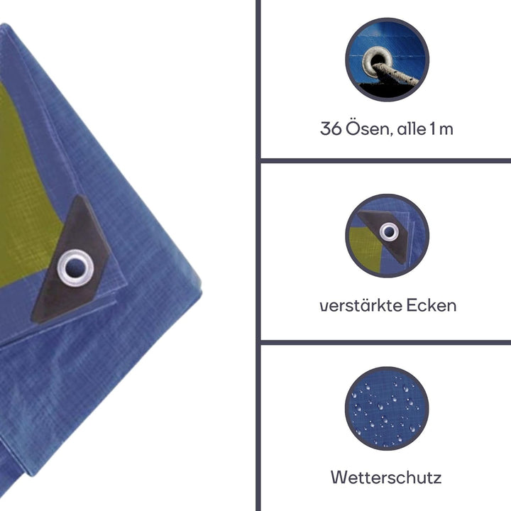 Perel 110-0810 Abdeckplane Stark, Blau/Khaki, 8 x 10 m 8 x 10 m Blau / Khaki, 8 x 10 m Blau / Khaki