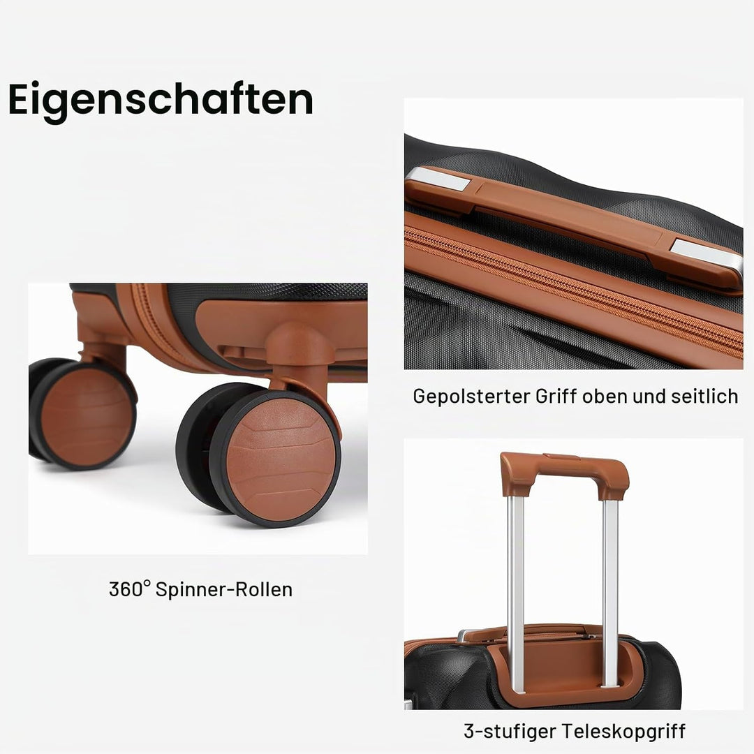 Sea choice Handgepäck Koffer Trolley ABS Leicht Reisekoffer Hardschale 4 Rollen und TSA Schloss Mit