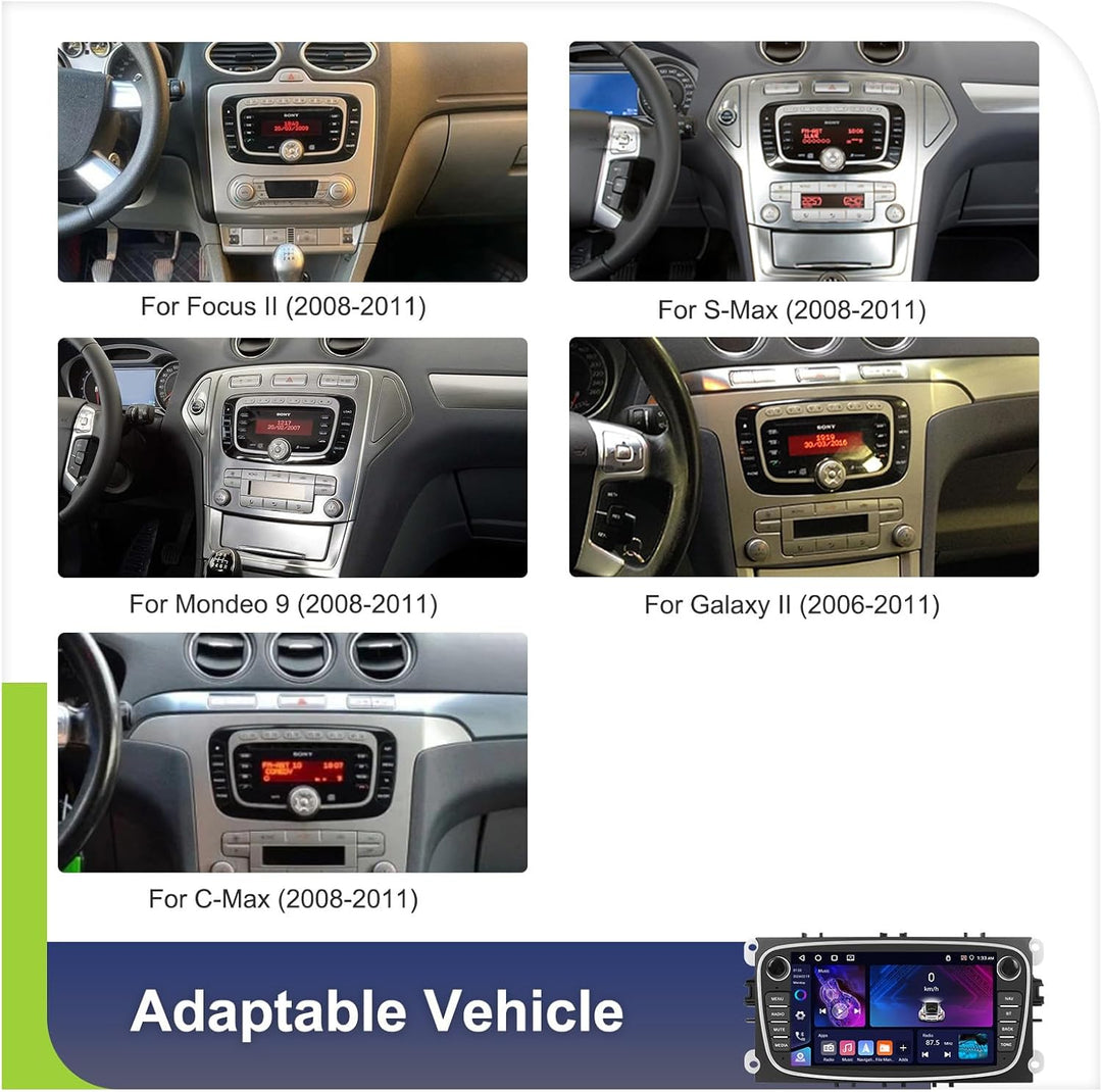 CAMECHO 4+64G Android 13 Autoradio für Ford Focus mk2 Mondeo Cmax Galaxy Smax Kuga mit Carplay/Andro