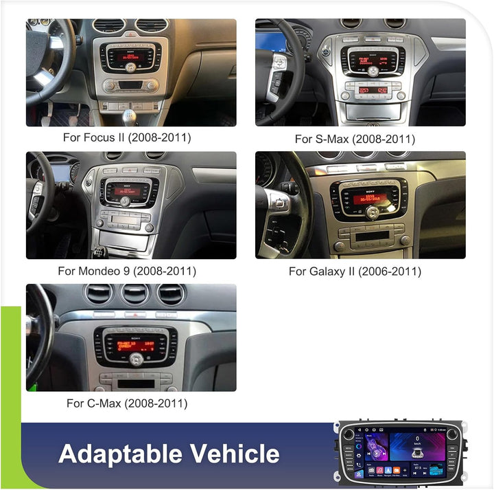 CAMECHO 4+64G Android 13 Autoradio für Ford Focus mk2 Mondeo Cmax Galaxy Smax Kuga mit Carplay/Andro