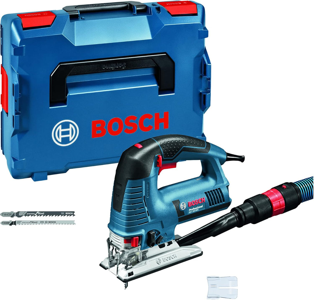Bosch Professional GST 160 BCE, 160 mm Schnitttiefe in Holz, L-BOXX + 3x Stichsägeblatt Set Expert ‘