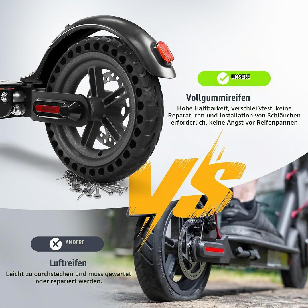 Amitor für Xiaomi M365 Hinterrad Komplett, All-in-One Vollgummireifen E Scooter 8,5 Zoll mit Felge,