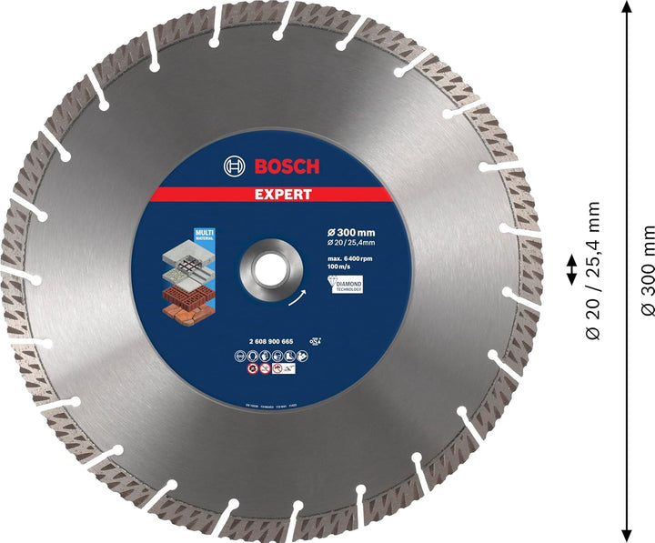 Bosch Professional 1x Expert MultiMaterial Diamanttrennscheiben (für Beton, Ø 300 mm, Zubehör Grosse