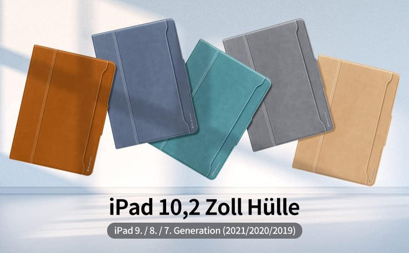 Bukoor Hülle für iPad 10.2 Zoll 9./8./7th Generation (2021/2020/2019) mit Stifthalter, Auto Sleep/Wa