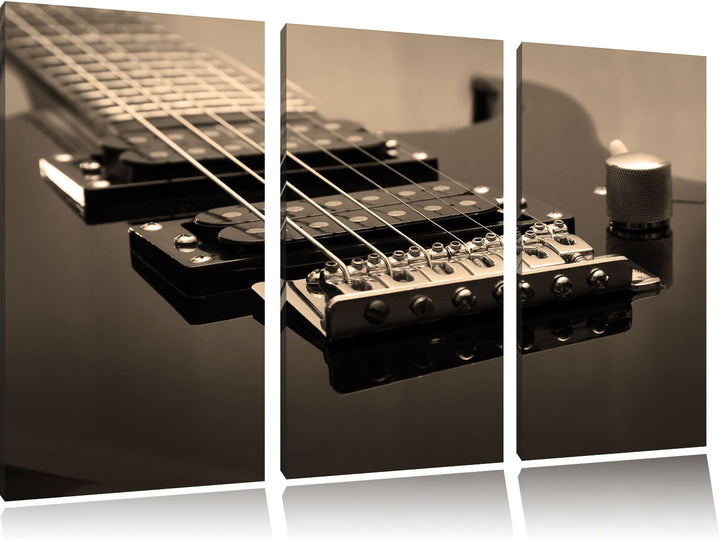 Pixxprint Black E-Guitar als Leinwandbild/Grösse: 3 Teilig (120x80) cm/Wandbild/Kunstdruck/fertig be