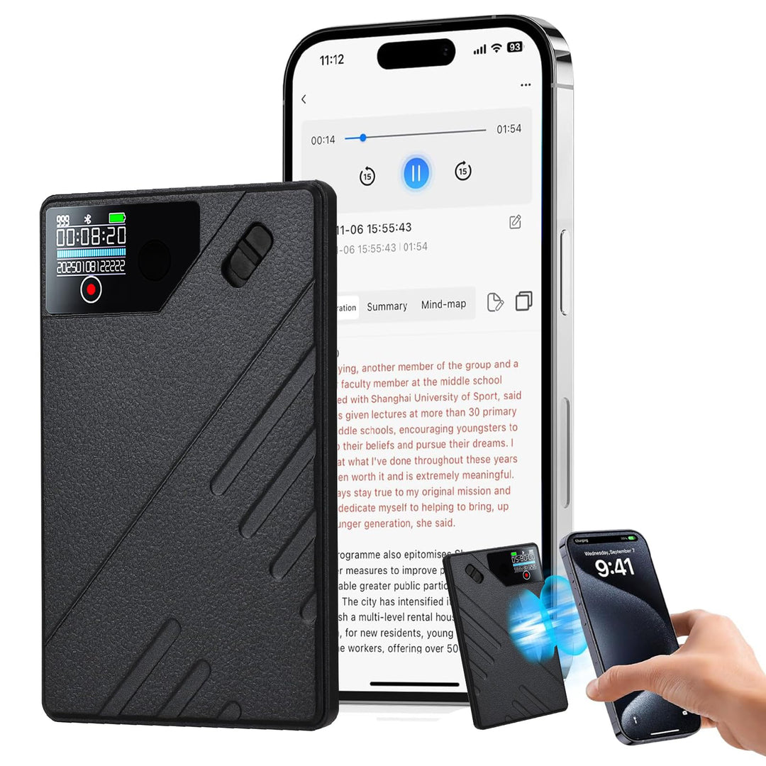 KI Digitales Diktiergerät, 64GB Speicher Aufnahmegerä mit ChatGPT 40 vom Transkribieren und Zusammen