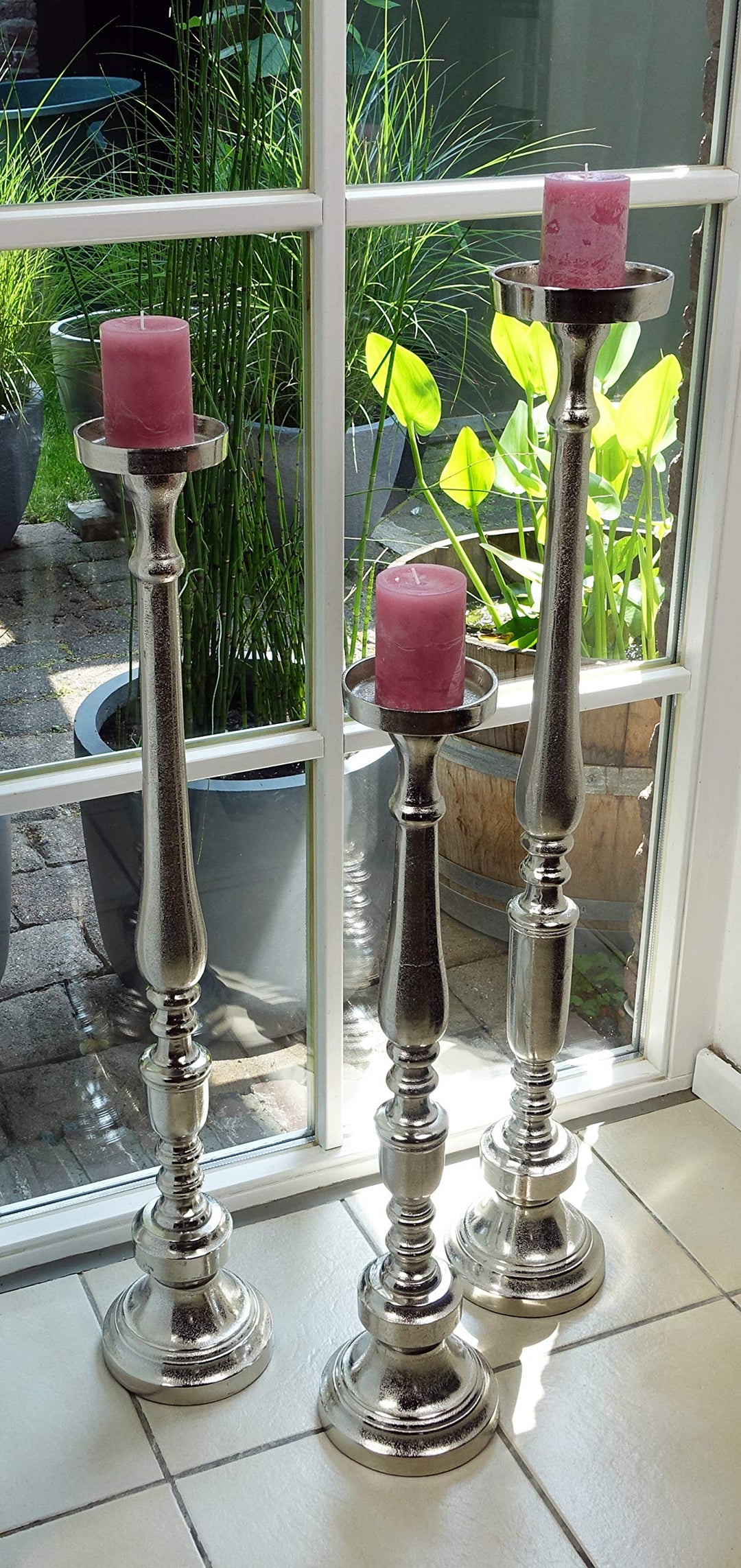 Kerzenständer Kerzenhalter Aluminium Deko Gross Silber Raw - Kerzenleuchter Modern aus Metall - XXL