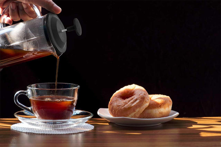 RESTO 90502 French Press System Tee/Kaffeebereiter aus hitzebeständigem Borsilikatglas mit Glasgriff