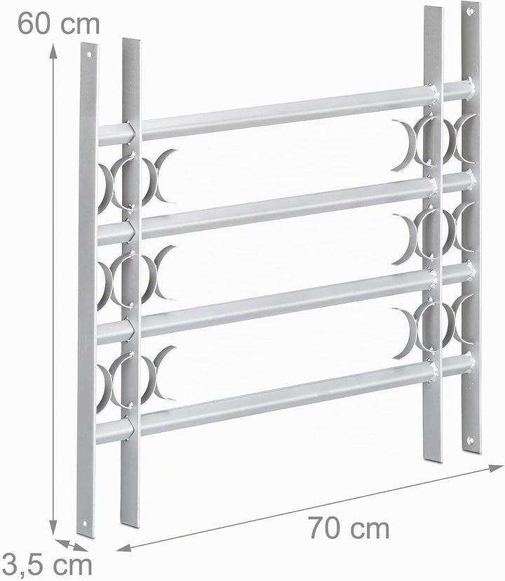 Relaxdays Fenstergitter Einbruchschutz, Ausziehbar, Aussen, Verzinkt, Stahl, 600 x 700-1050 mm, Sich