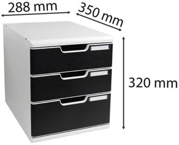 Exacompta 325014D Ablagebox Modulo, für DIN A4, 3 Schubladen, robust und praktisch, Lichtgrau/Schwar