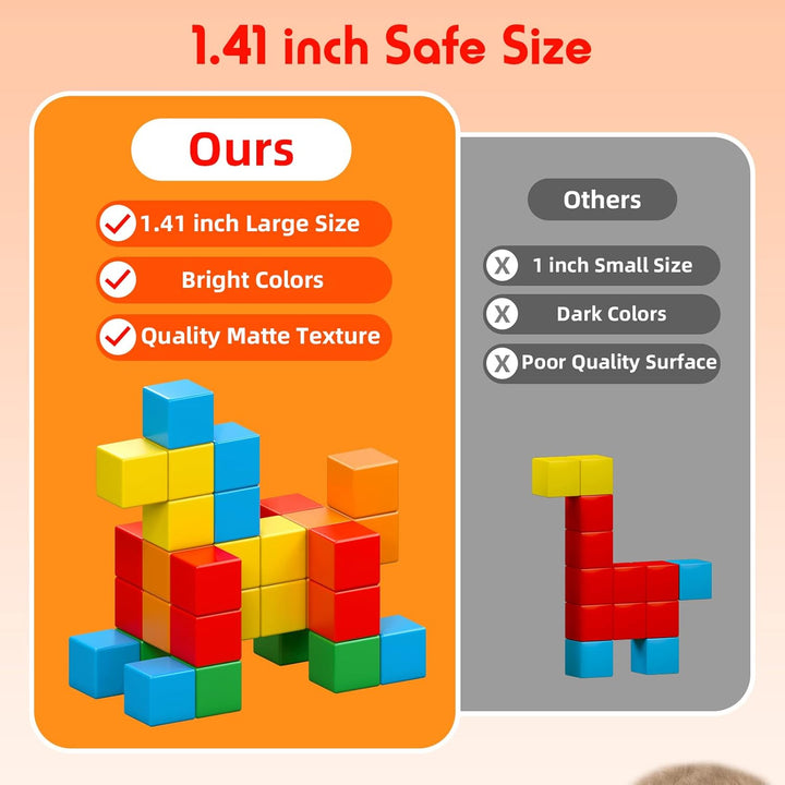 Magnetische Bausteine, 30 Stück, Grosse Magnetische Würfel für Kleinkinder Jungen und Mädchen, Senso