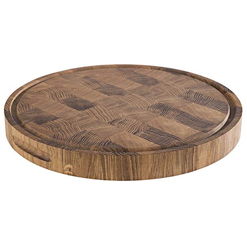 APS 816 Buffetbrett aus geöltem Eichenholz, ∅ 39 cm, H: 4,5cm, Holzbrett mit Saftrinne, Käseplatte m