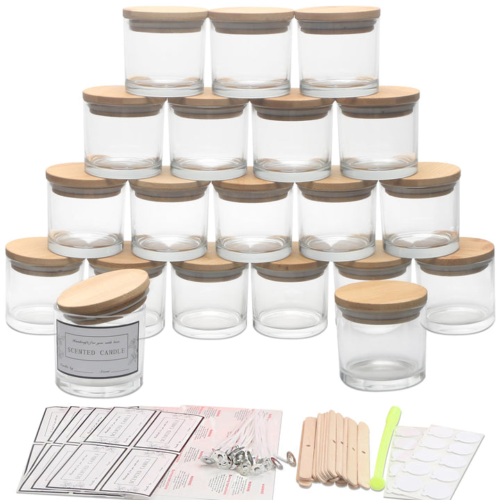 MILIVIXAY 20 Stück 118 ml Klarglas Kerzengläser mit Deckel und Kerzenherstellungs-Kits – Grosspackun