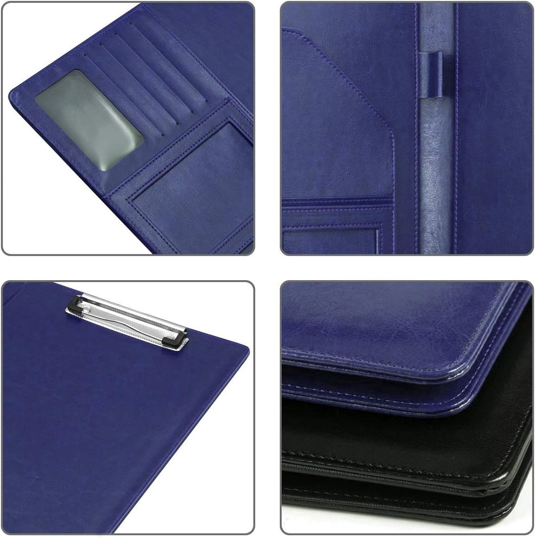 WAVEYU Padfolio Klemmbrett-Ordner Portfolio, Kunstleder Aufbewahrungs-Klemmbrett mit Abdeckung für B