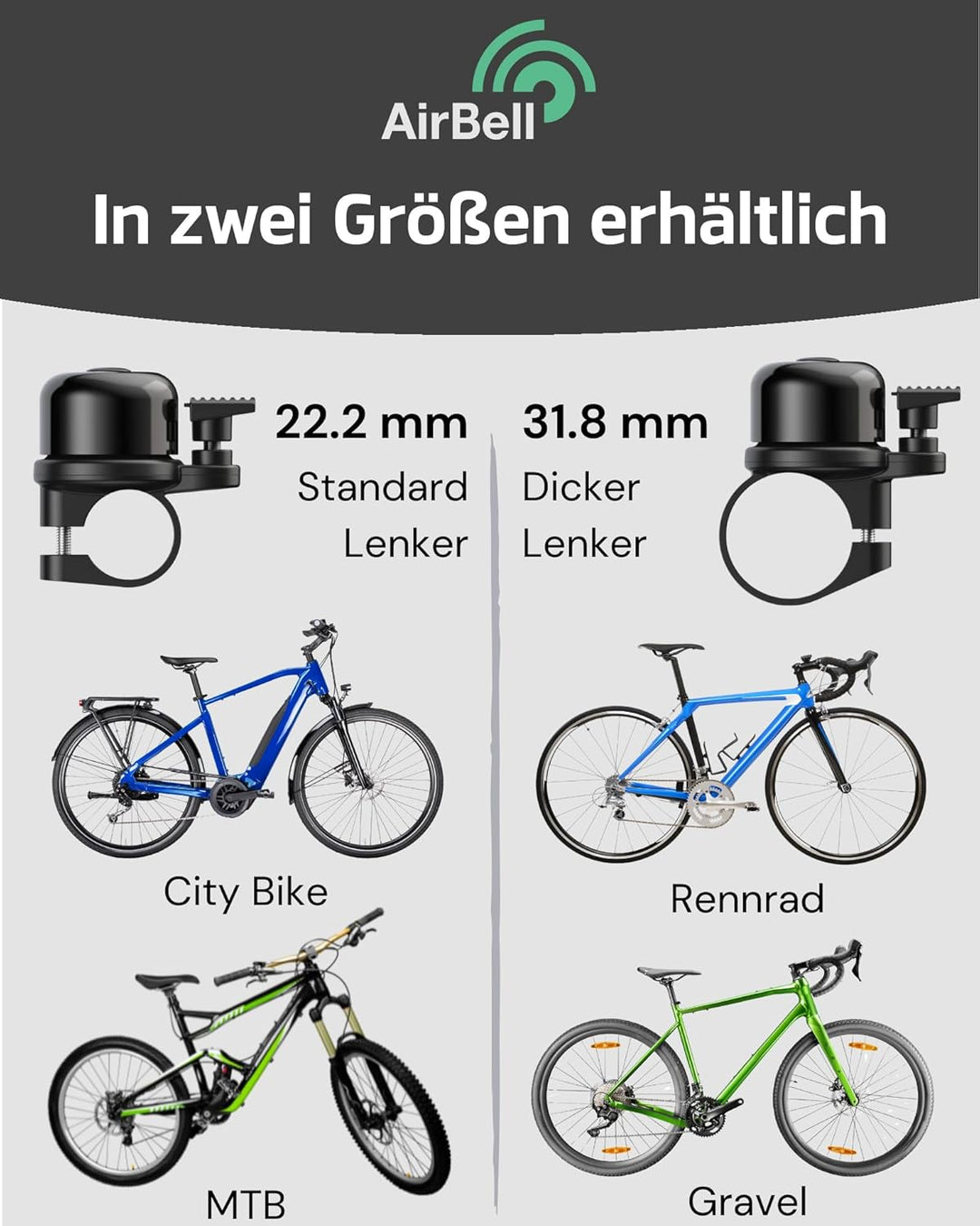 AirBell® Fahrradklingel Für Apple AirTag | Halterung In Klingel Versteckt | Fahrrad Diebstahlsicheru