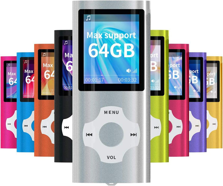 Mymahdi MP3 / MP4 Portable Player, Silber mit 1,8 Zoll LCD-Bildschirm und Memory Kartensteckplatz, M