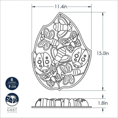 Nordic Ware - 53037 Backform Glückskäfer - Schmetterling - Marienkäfer - Biene - Libelle - Aluminium