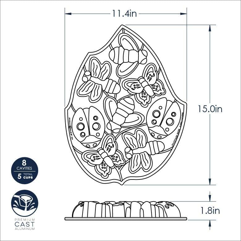 Nordic Ware - 53037 Backform Glückskäfer - Schmetterling - Marienkäfer - Biene - Libelle - Aluminium