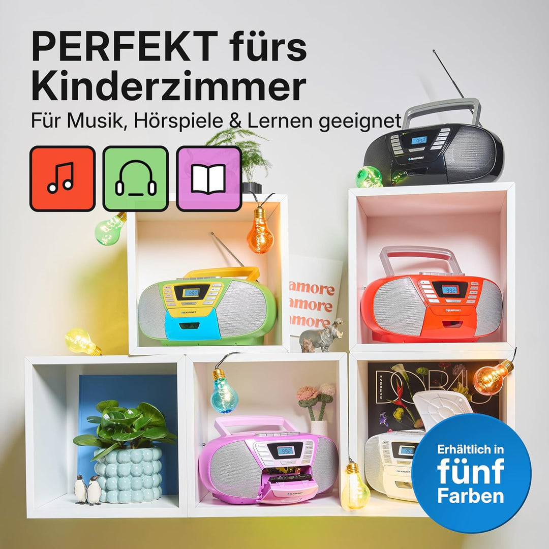 Blaupunkt B 120 BK tragbarer CD Player mit Bluetooth | Kassettenrekorder | Hörbuch Funktion | mit US