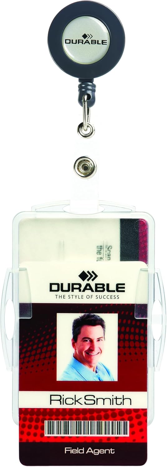 Durable Doppelbox für Betriebsausweise mit Jojo, 54 x 85 mm, Bandlänge: 80 cm, Packung à 10 Stück, 8