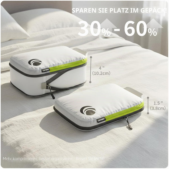 Cipway Kompressions-Packwürfel-Set, ultraleicht, erweiterbar, Reise-Organizer für Handgepäck (weiss,
