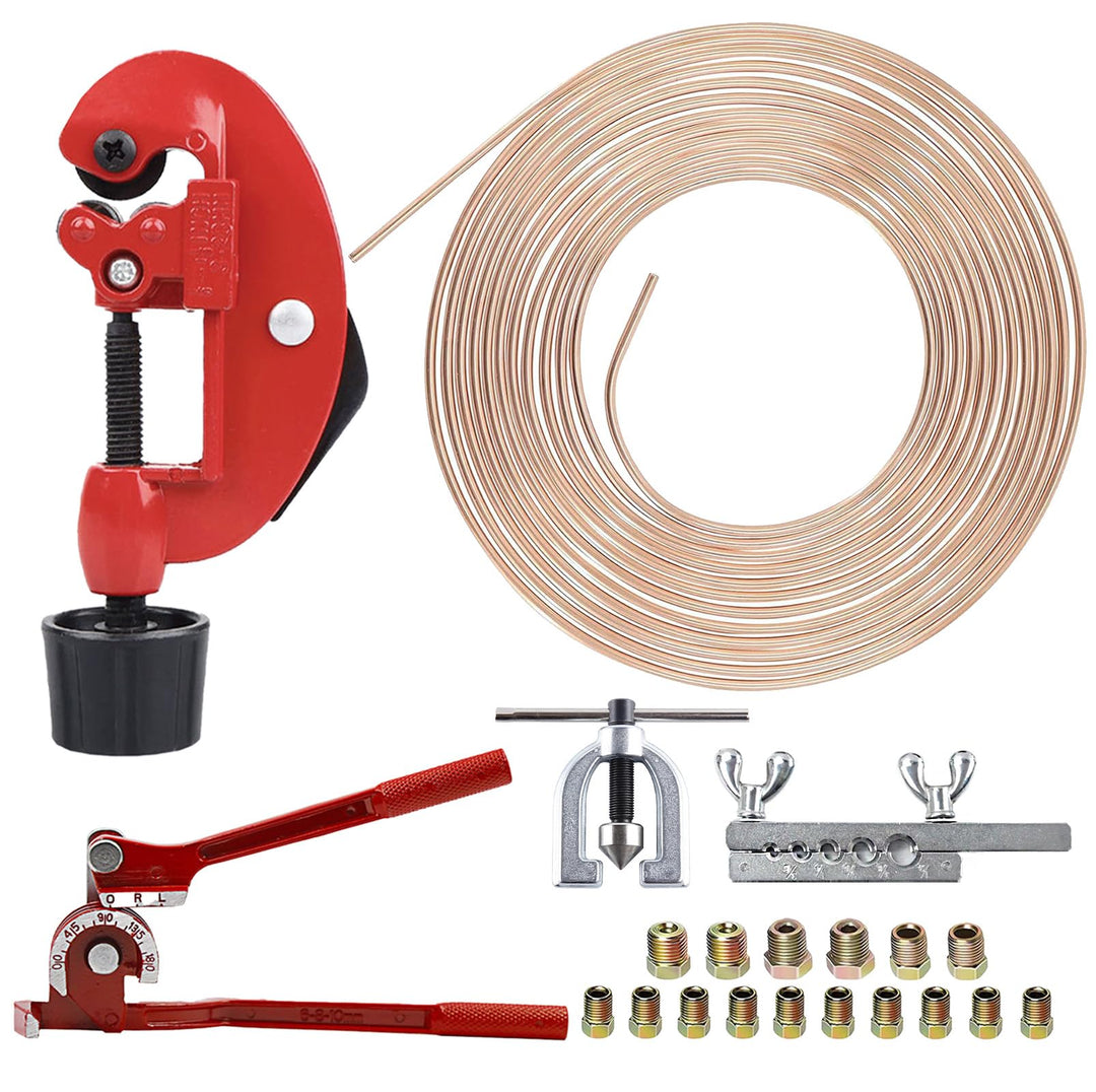 finoki Bremsrohr Kit 25 Fuss Auto Rolle Rohr Spule Doppel Bördelwerkzeug Auto Bremse Linie Reparatur