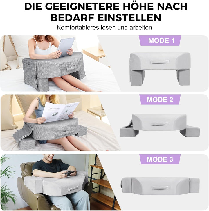 Babenest 26D Schwamm Spiel Schoss-Lesekissen, Höhe Einstellbar Bücherkissen mit Seitlichen Aufbewahr