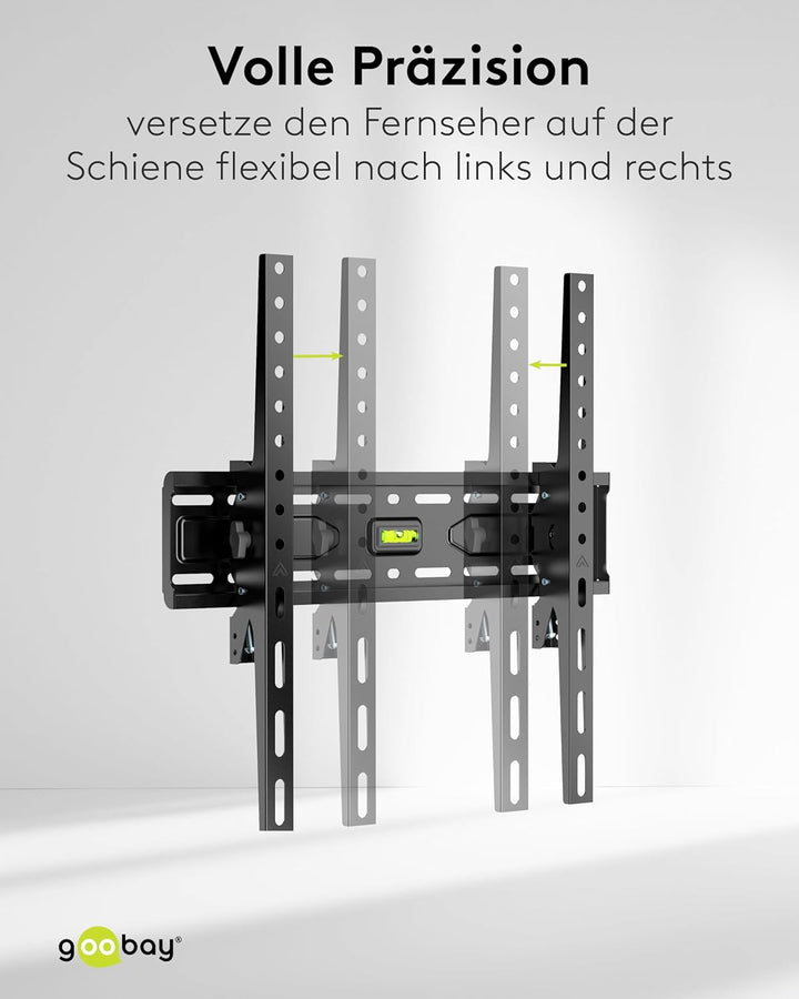 goobay TV Wandhalterung -Tilt- 32 bis 75 Zoll (81-191cm) Wandhalterung bis 15° stufenlos neigbar, mi