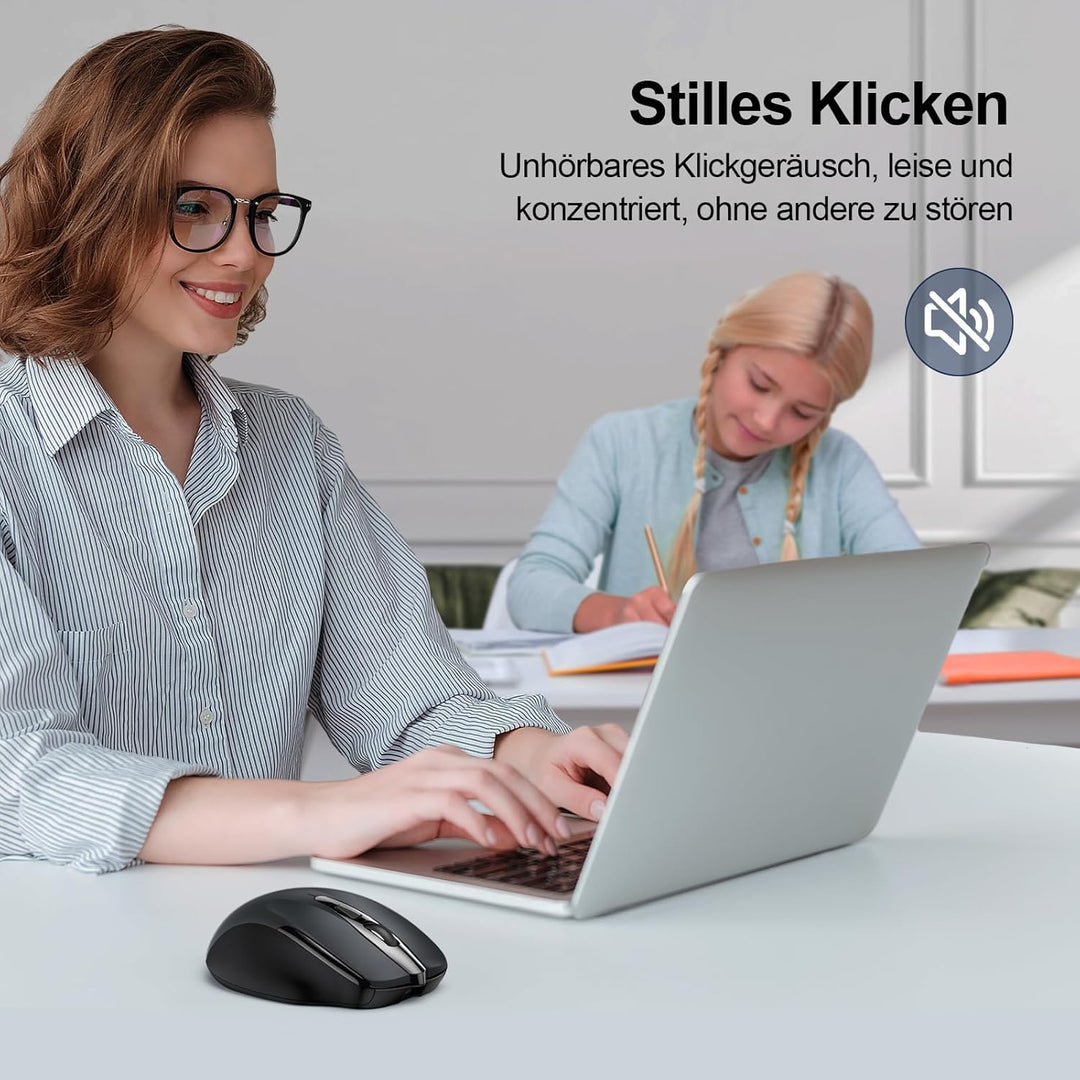 TECKNET Silent Kabellose Maus, Wiederaufladbar Funkmaus 4800 DPI, 2,4 GHz Optische Computer Maus für