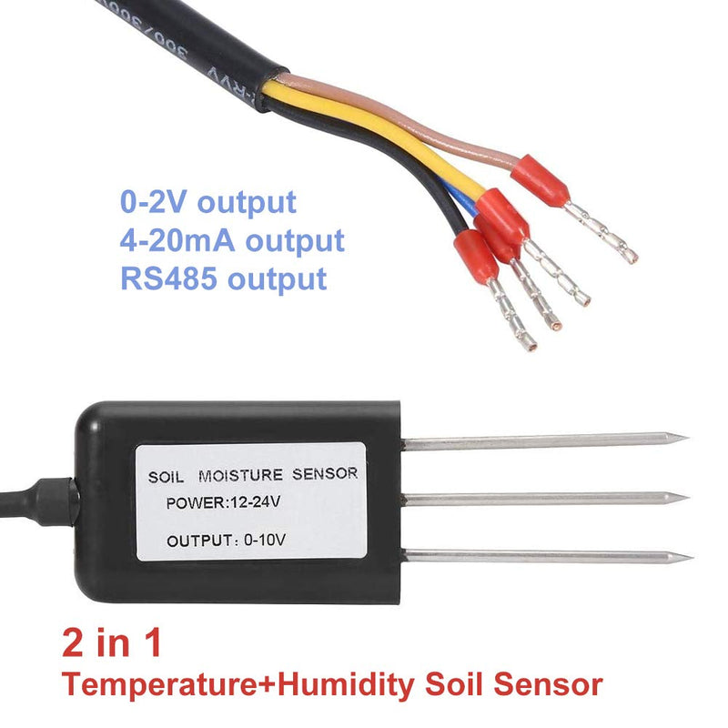 Duokon Bodenfeuchtesensor 0-10V, ABS Hochwertiges 2-In-1 Bodentemperatur Feuchtesensor Messumformer