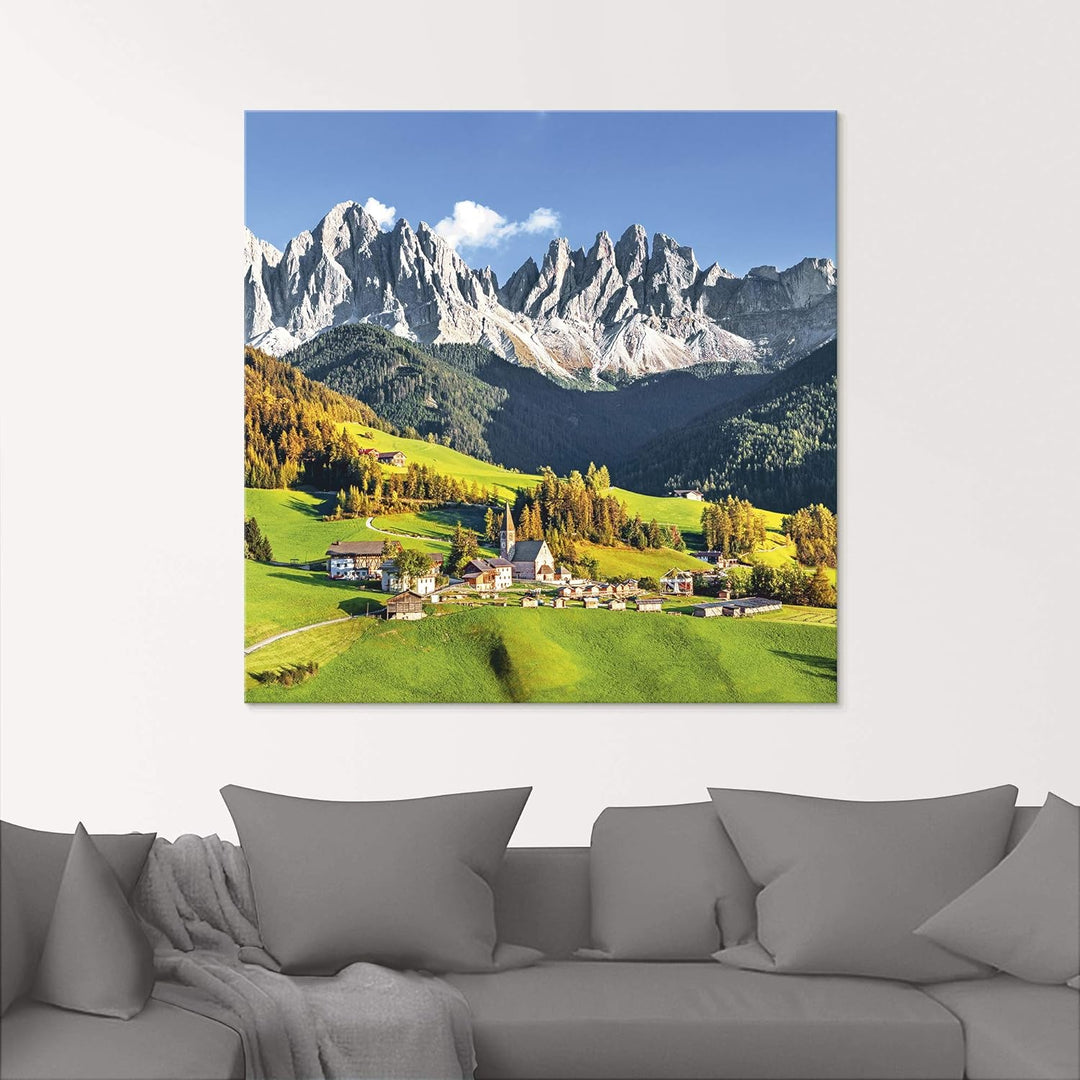 Glasbilder Wandbild Glas Bild einteilig 100x50 cm Querformat Alpen Landschaft Berge Natur Italien Sa