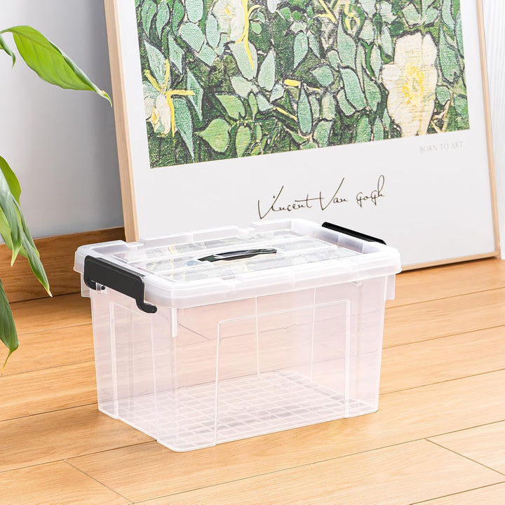 Cetomo,20L,3er-Pack, Aufbewahrungsbox mit deckel,Aufbewahrungsboxen, mit Clips, stapelbar, Wohnzimme