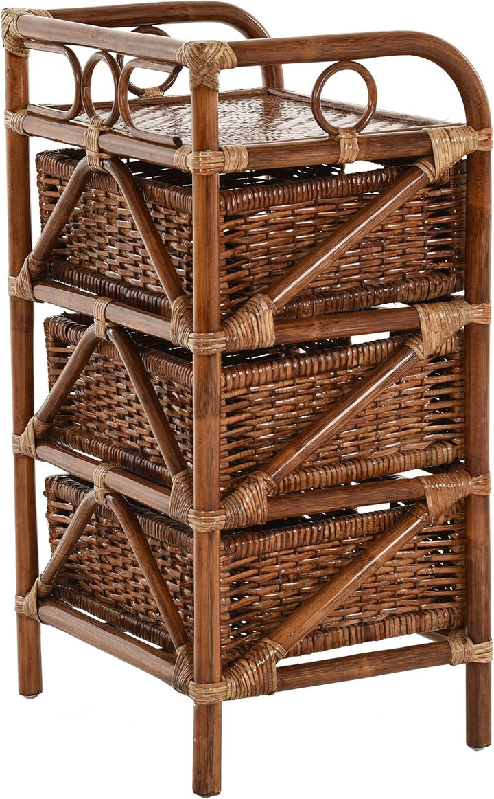 korb.outlet Rattan-Kommode mit Schubladen Badregal Korb Regal Schubfächer aus echtem Rattan 46 cm br