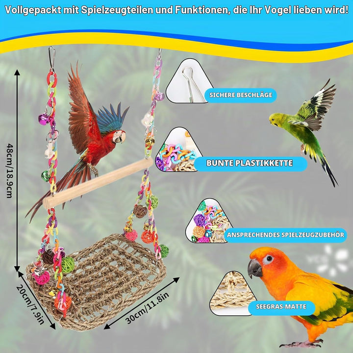 Wellensittich Spielzeug, Papagei Spielzeug, Wellensittich Schaukel Vogelkäfig Zubehör Vogelspielzeug