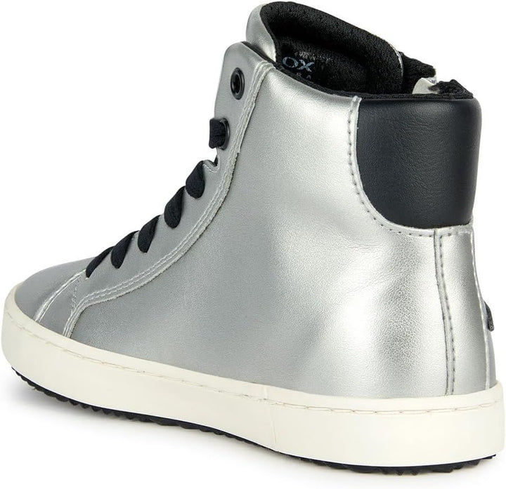 Geox Mädchen J Kalispera Girl A Sneaker 24 EU Dk Silver Black, 24 EU Dk Silver Black