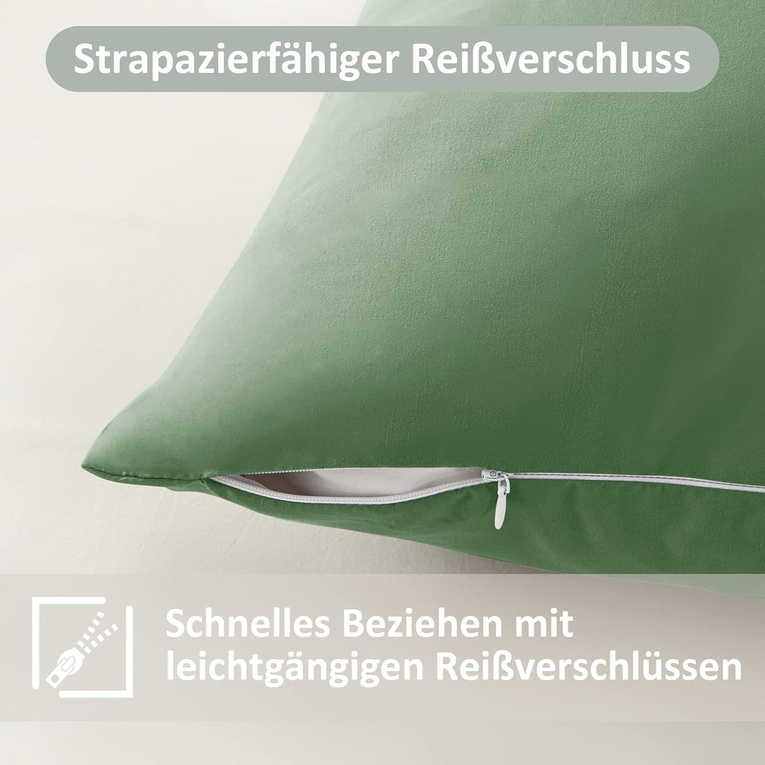 REDKEY Bettwäsche 200x220 3-teilig Rasen grün - Mikrofaser Bettwäsche-Set mit Reissverschluss, 200 x