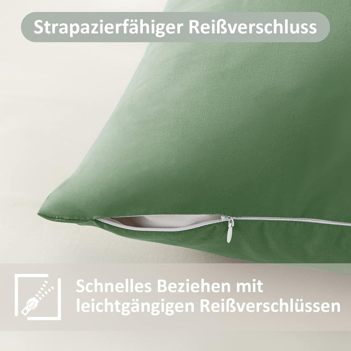 REDKEY Bettwäsche 200x220 3-teilig Rasen grün - Mikrofaser Bettwäsche-Set mit Reissverschluss, 200 x