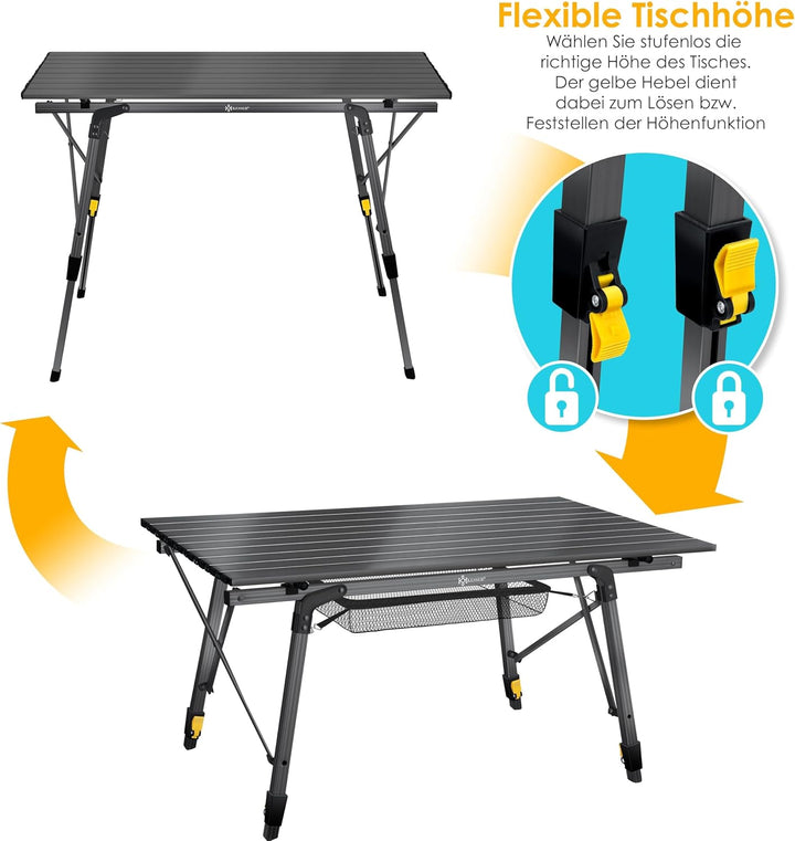 KESSER® Campingtisch faltbar Klapptisch mit Aluminiumrahmen Aufrollbare Tischplatte Falttisch klappb