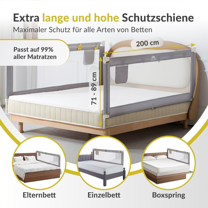 Rausfallschutz | Bettrausfallschutz für Kinder & Babys | Faltbares Bettschutzgitter für Kinderbetten