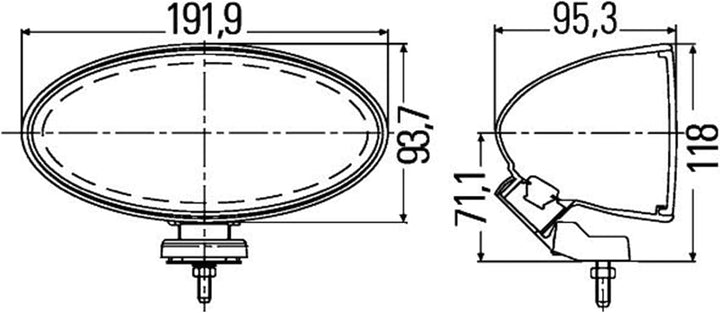 HELLA - FF/Halogen-Nebelscheinwerfer - Comet FF 300 - 12V - oval - Anbau - glasklare Streuscheibe -