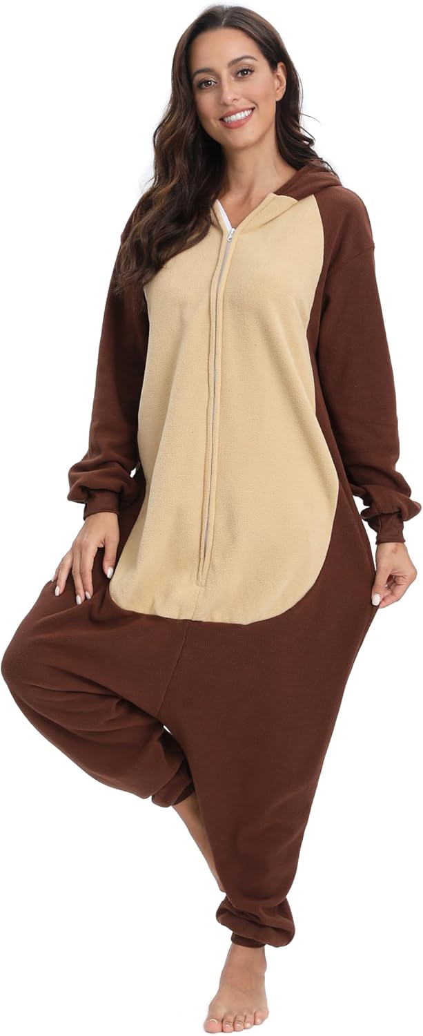 LABULA Onesie Tier Erwachsene Unisex Tieroutfit Cosplay Pyjamas Karneval kostüm S Braunbär, S Braunb