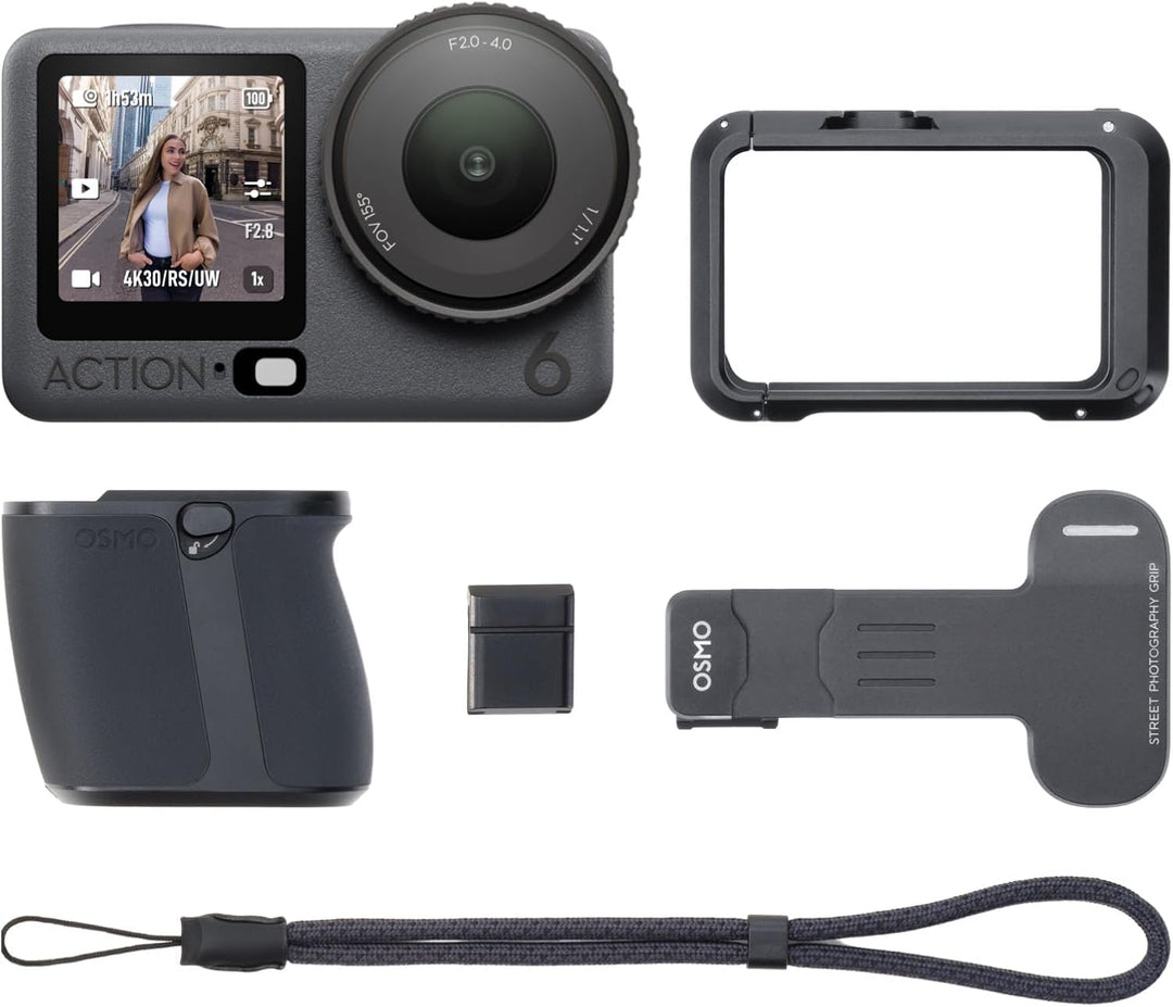 DJI Osmo Action 6 Strassenfotografie-Combo, mit Handgriff und Zubehörschuh-Auslöseknopf, Unterwasser