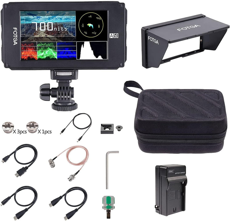 DSLR Kamera Monitor 5 Zoll, FOTGA A50TLS Touchscreen Kamera Field Monitor 3D LUT 700nit FHD IPS 1920