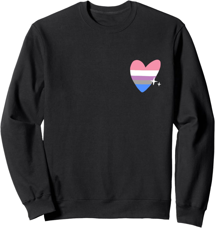 Genderfluid Heart Retro LGBTQIA Pride Flag Love Sweatshirt