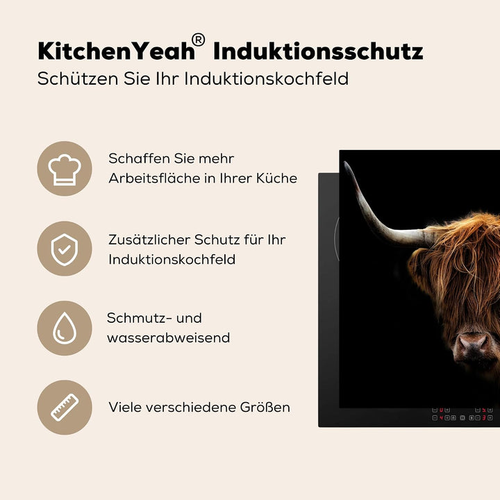 KitchenYeah© Herdabdeckplatte Einteilig Herdabdeckung Abdeckplatte Schwarzer Schottisches Hochlandri