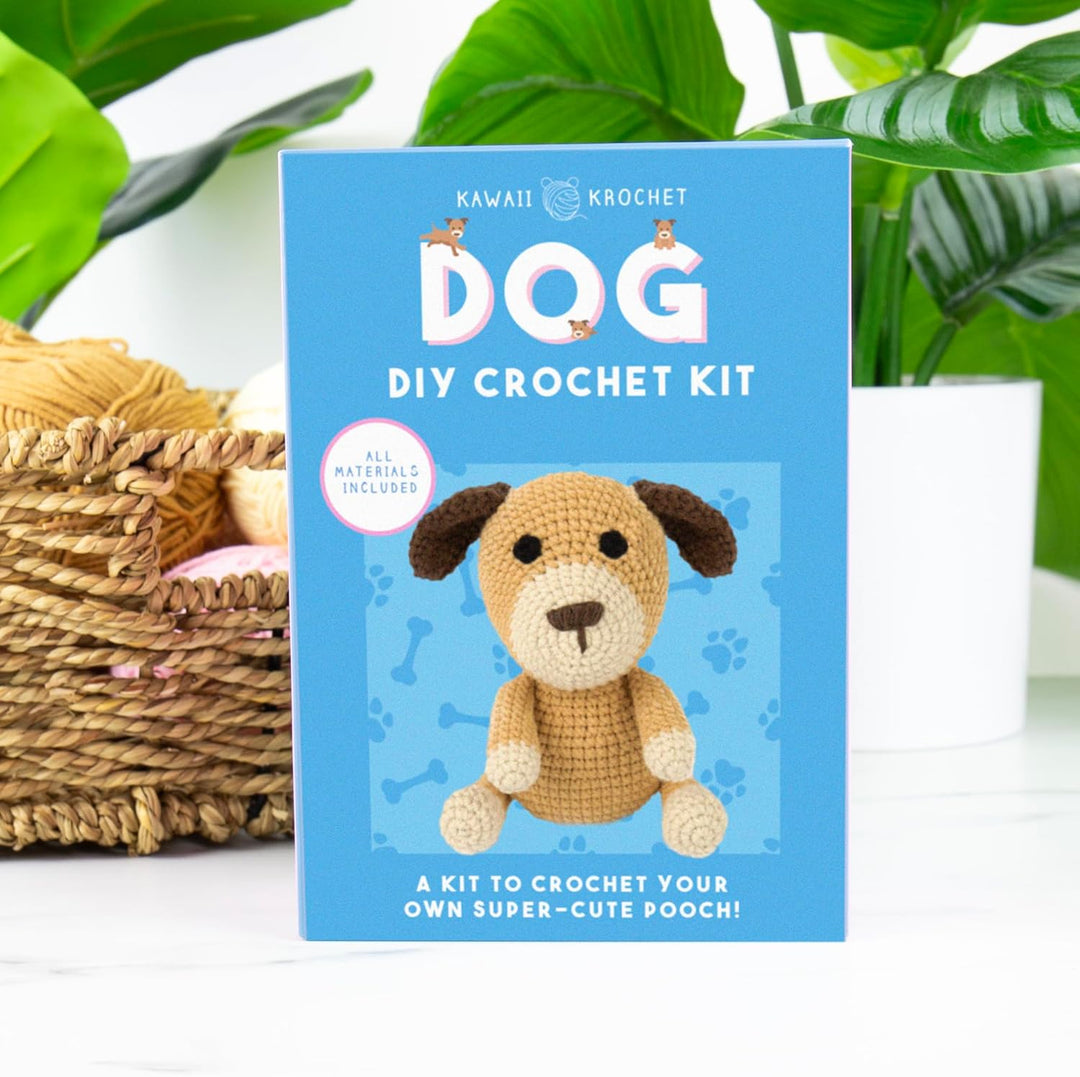 Gift Republic Kawaii Dog Crochet Kit DIY Craft Set for Creating Your Own Cute Puppy Gift for Teens &