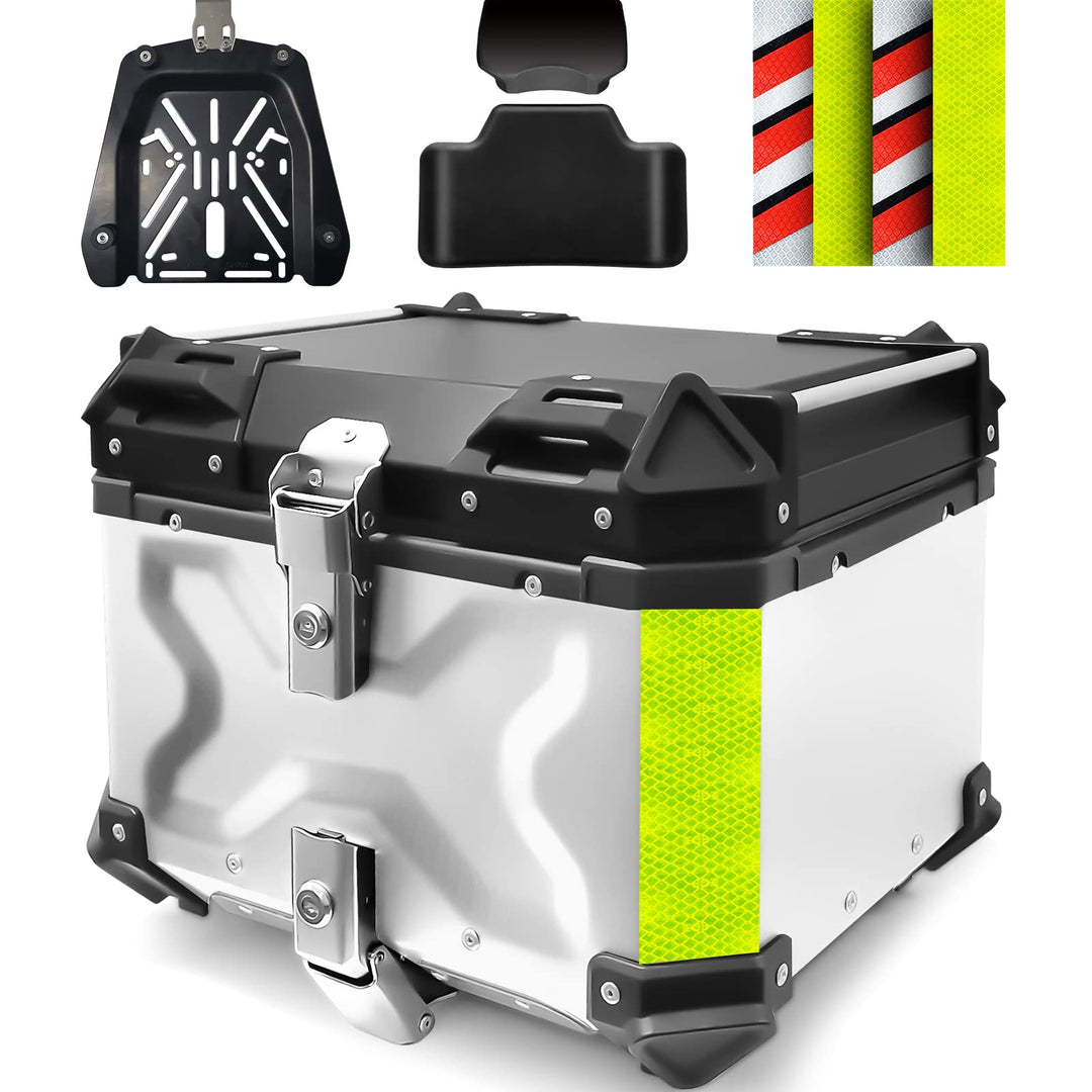 VOKKA Topcase Motorrad, 45L Wasserdicht Topcase für Roller, für Lagerung Helm, Motorradkoffer mit Si
