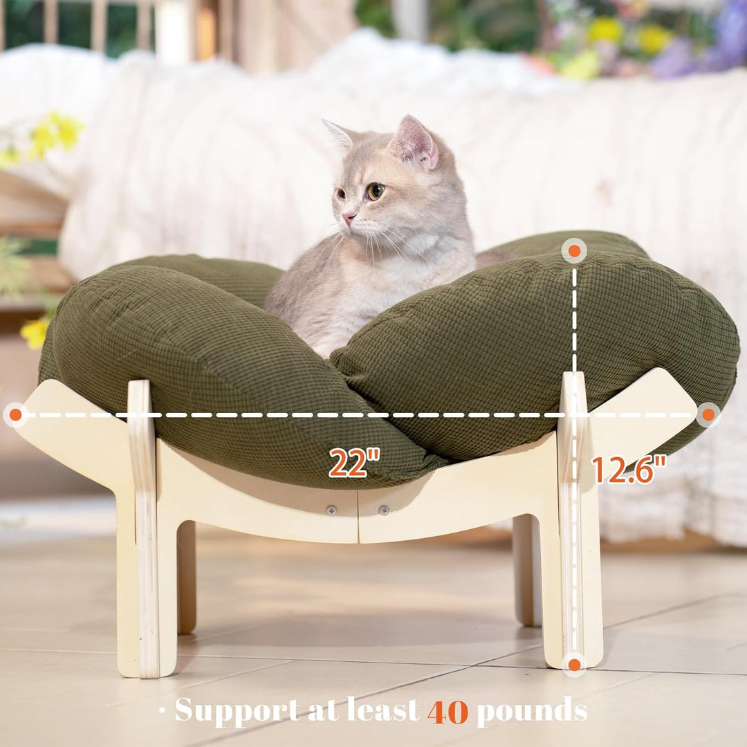CheerPals Erhöhtes Katzenbett Blumenform, 55cm L&W Grosses Katzensofa, Stilvoll Katzenstuhl mit Hoch