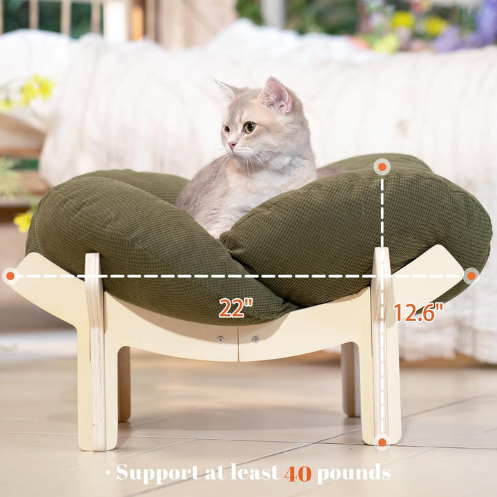 CheerPals Erhöhtes Katzenbett Blumenform, 55cm L&W Grosses Katzensofa, Stilvoll Katzenstuhl mit Hoch
