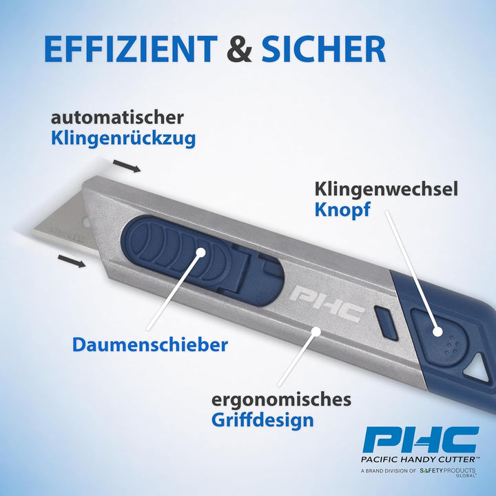 PHC Auto-Retract Metti™ MD Sicherheitsmesser • Automatischer Klingenrückzug • Metall detektierbares